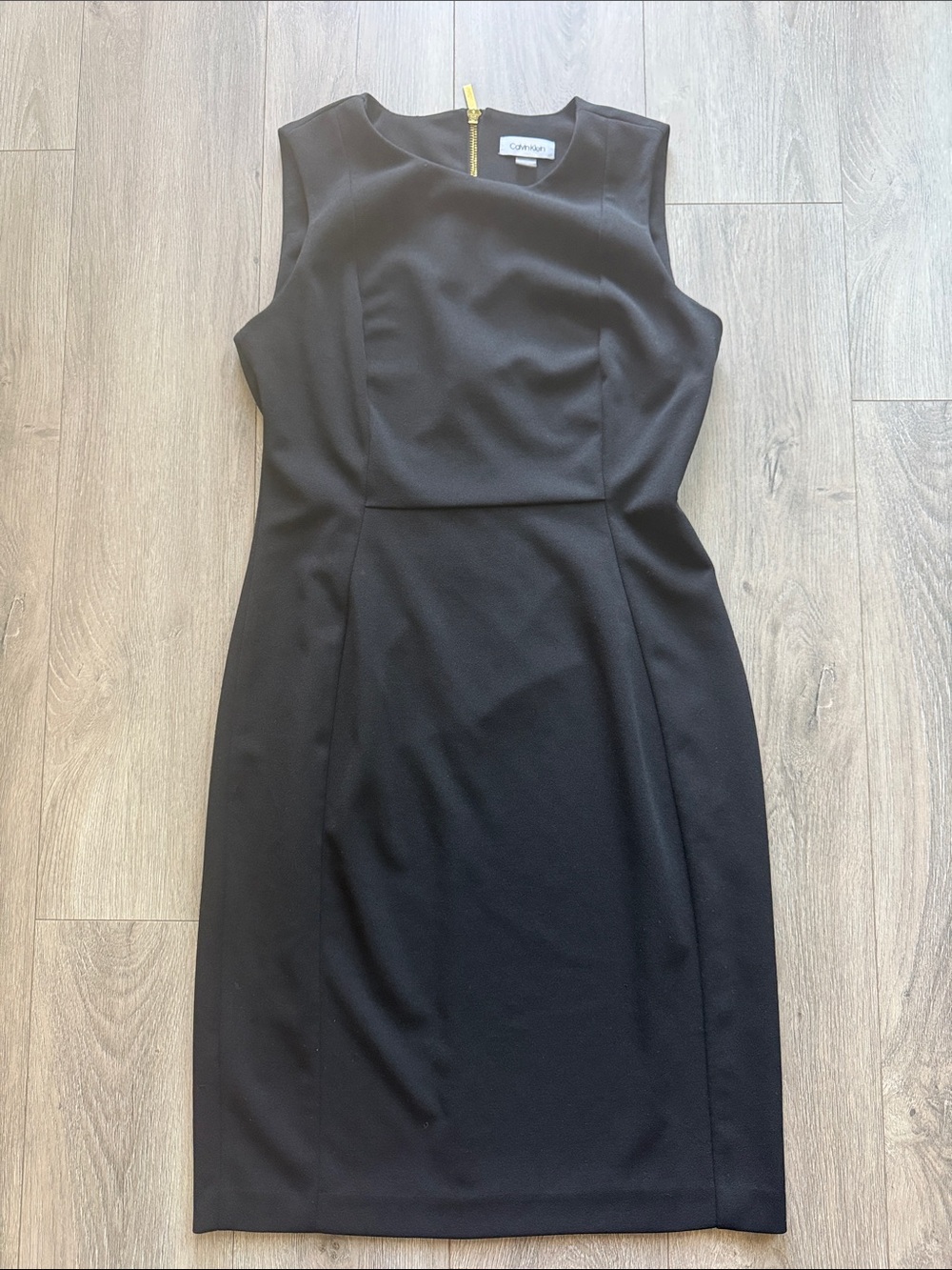 Calvin Klein Black Sleeveless Midi Sheath Dress